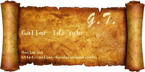 Galler Tünde névjegykártya
